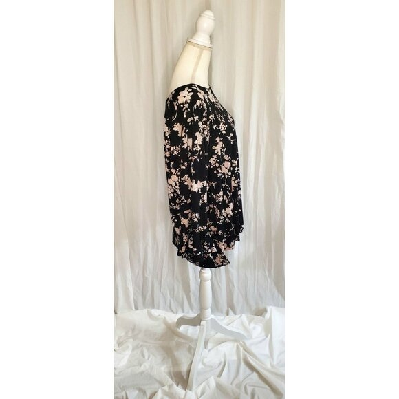 Karl Lagerfeld Paris Dark Romantic Floral Womens Size 2XL Blouse Top Bell Sleeve - Picture 6 of 16